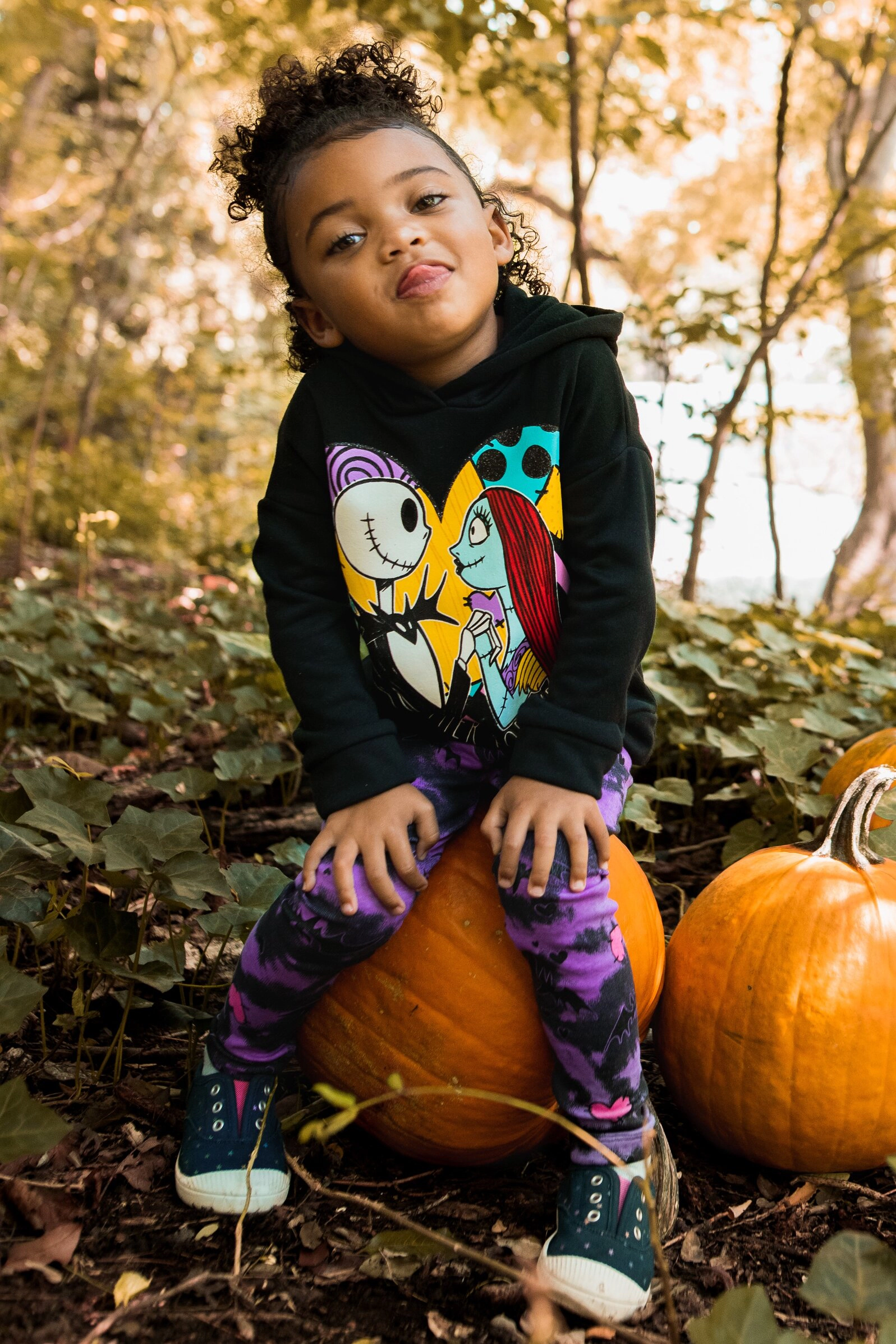 Disney Nightmare Before Christmas Girls' Glitter Fleece Hoodie and Leggings Set