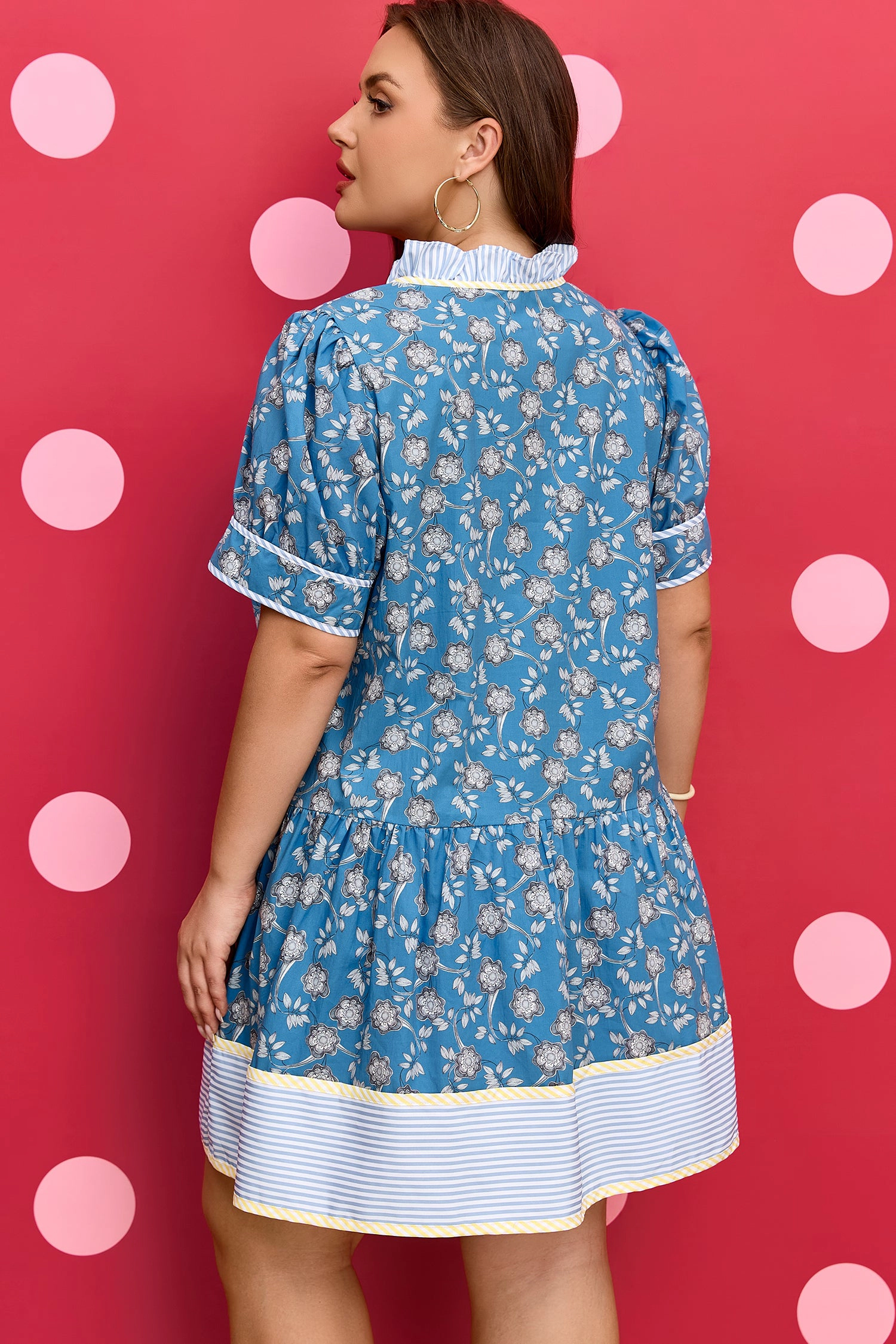 Threaded Pear Women's Meilani Front Ruffle Hem PLUS Dress