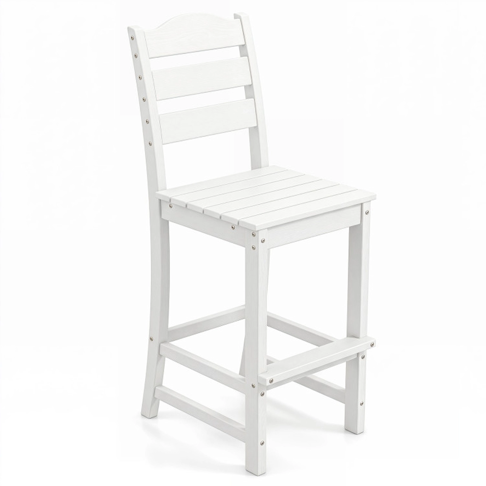 SUGIFT Gray 30-in HDPE Outdoor Bar Stool with Curved Back and Wide Footrest
