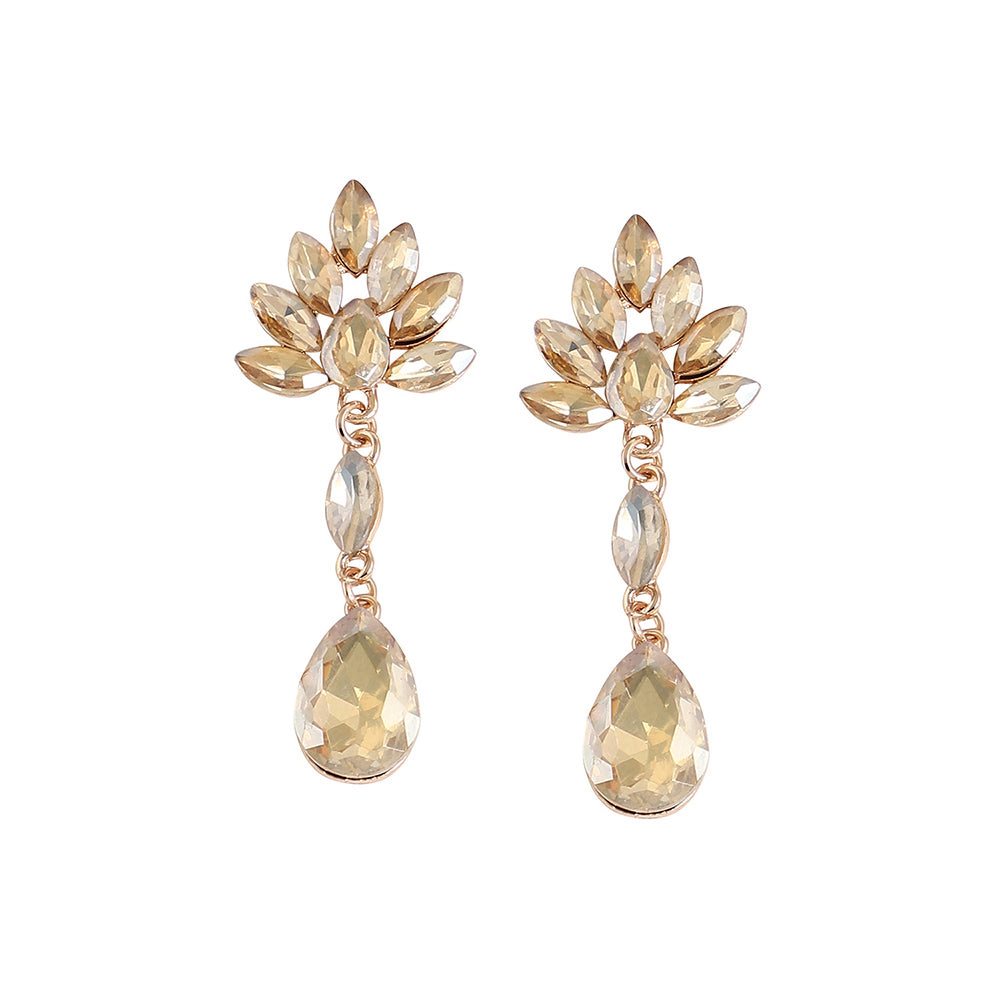 SOHI Women's Gold Dazzling Drop Earrings