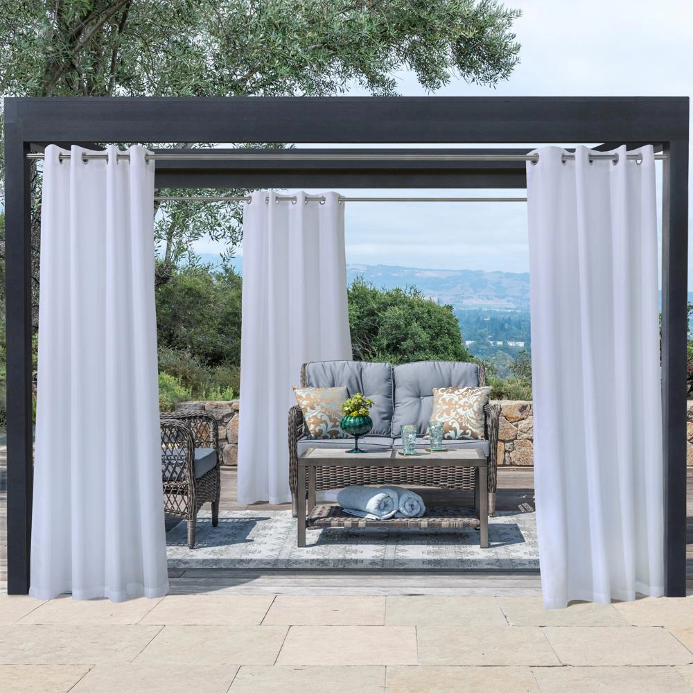 Commonwealth Seascapes Light Filtering Satiny Look and Feel Provide Privacy Grommet Outdoor Panel Pair 50" x 96" White