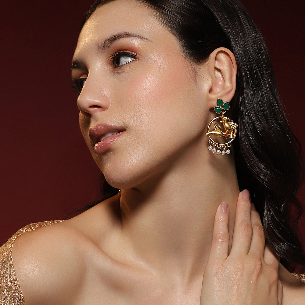 SOHI Women's The Halo-Bird Drop Earrings - Antique Gold