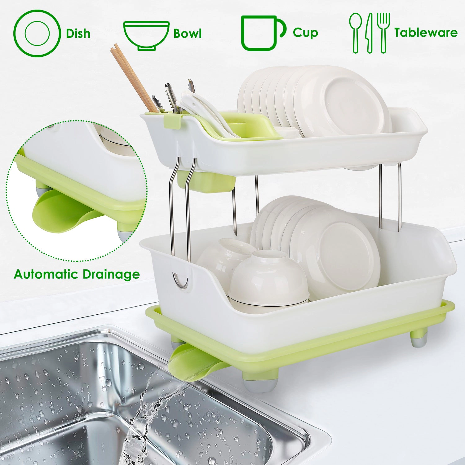 NEW Home Unisex 2-Tier Dish Drying Rack