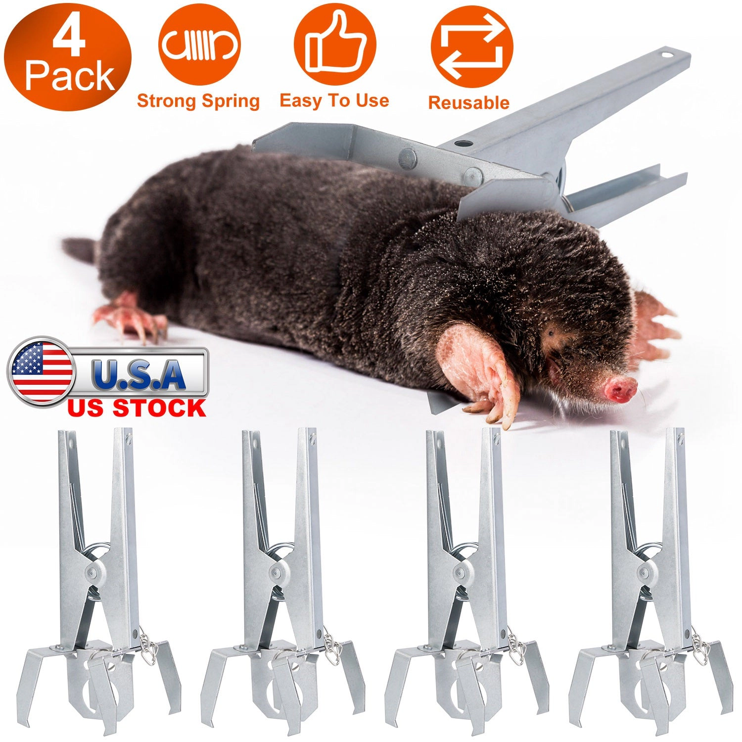 GBruno 4-Piece Scissor Jaw Mole Trap