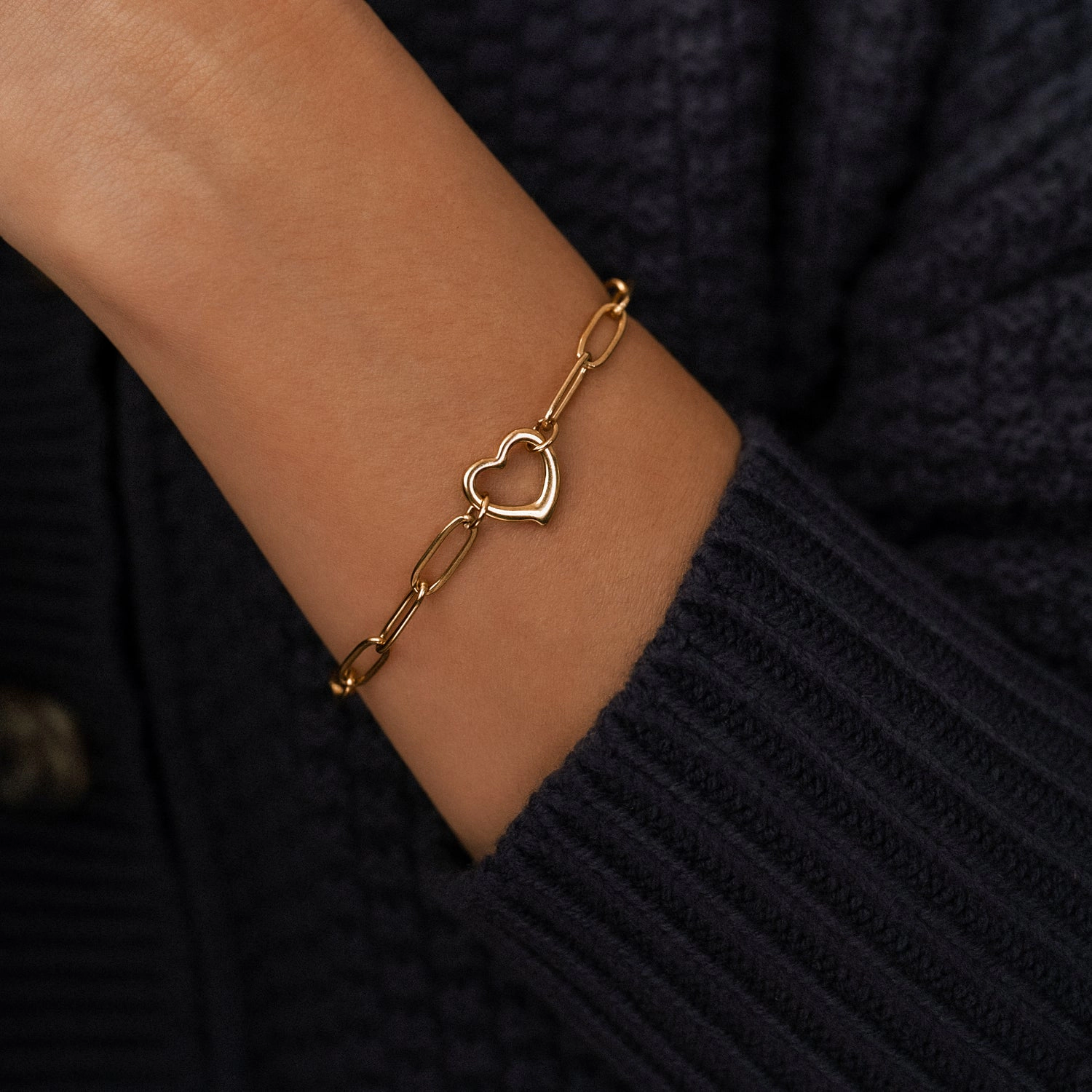 Mint & Lily Women's Open Heart Paperclip Chain Bracelet