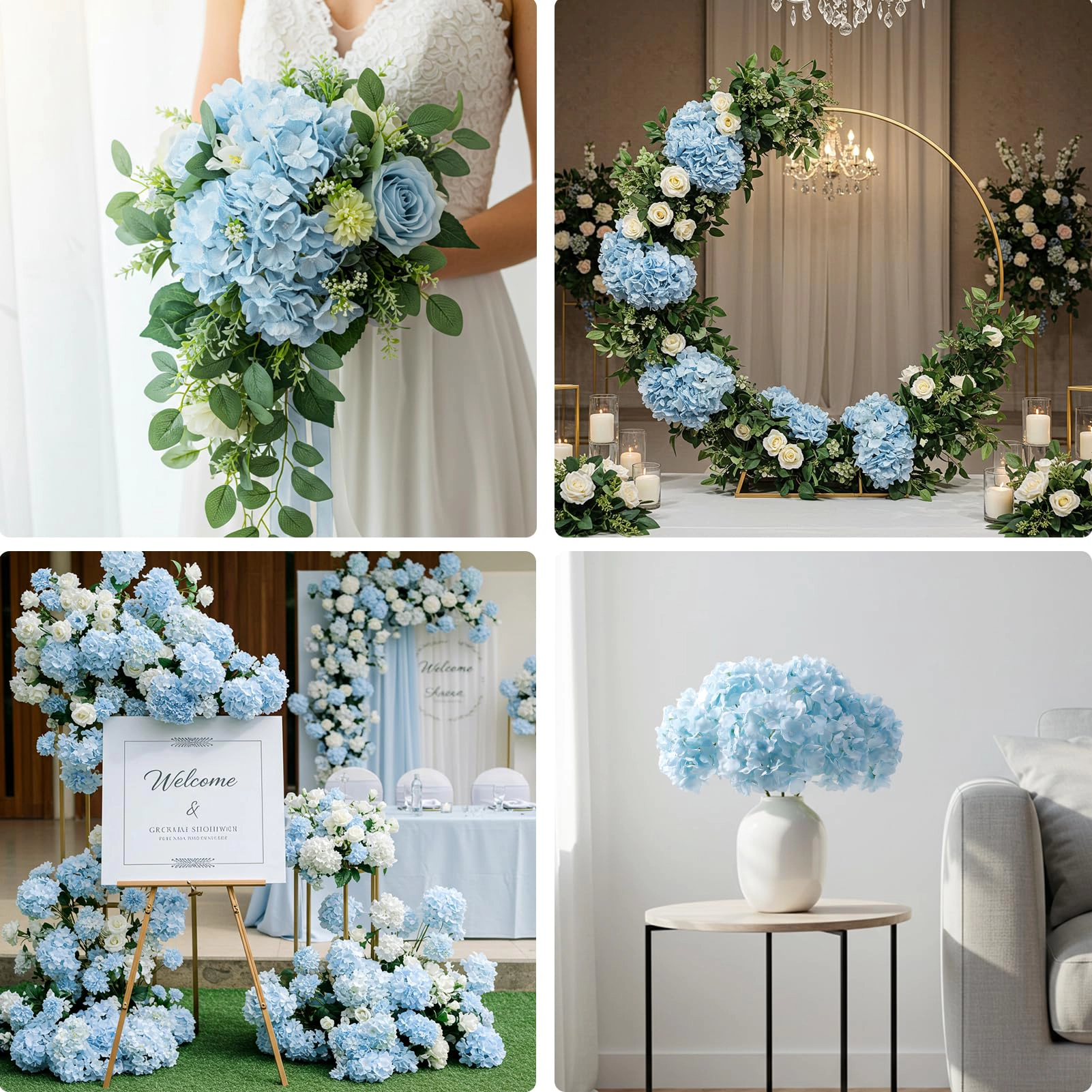 PUPWE 64Hydrangea Artificial Flowers Bulk  Silk White Hydrangeas