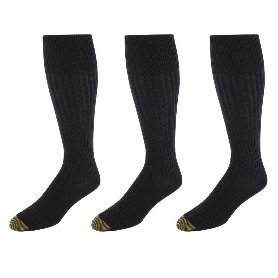 Gold Toe Mens Windsor Wool Over the Calf OTC Dress Socks (Pack of 3)