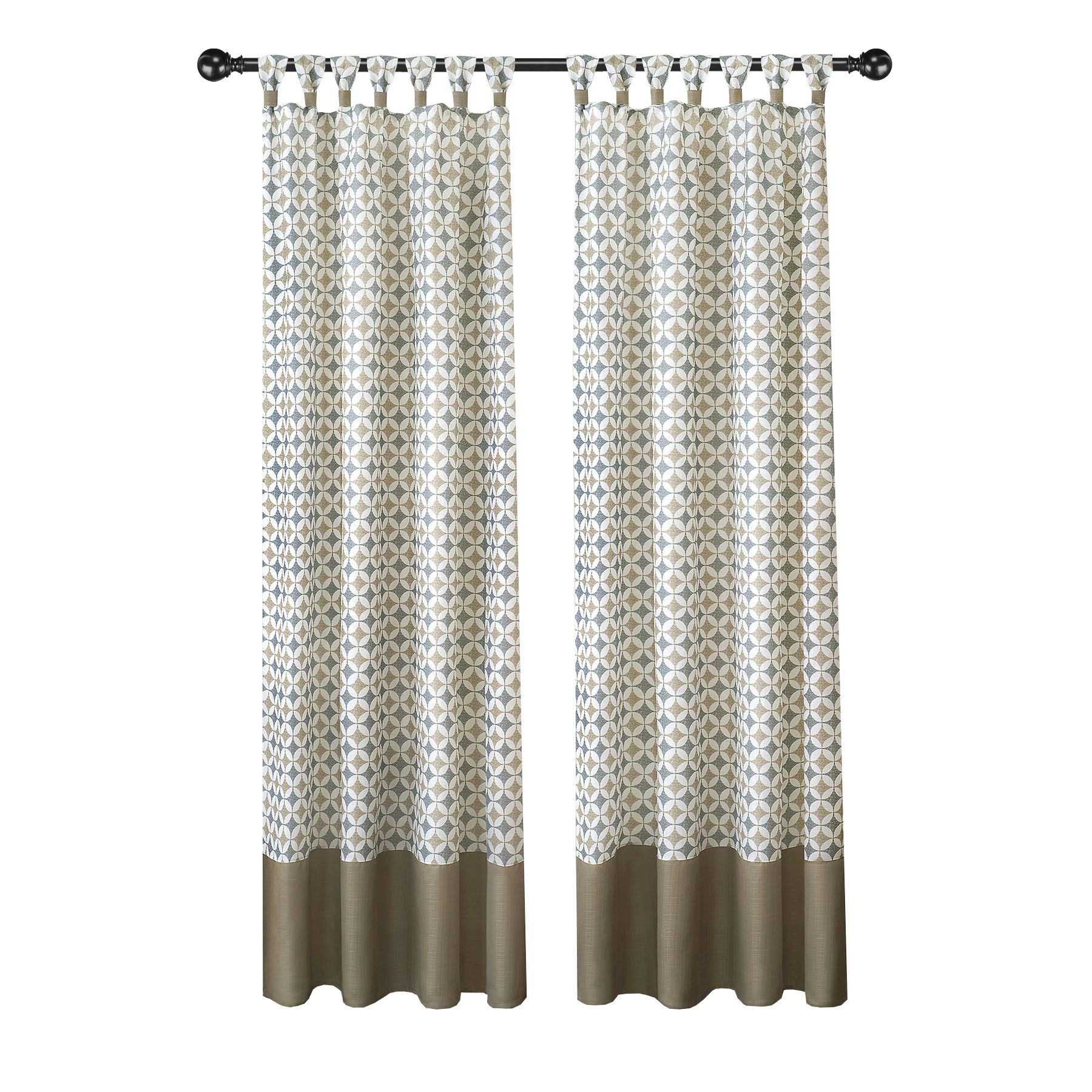 Kate Aurora 2 Piece Modern Chic Geometric Tab Top Window Curtain Panels