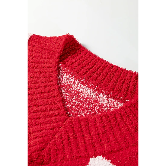 Threaded Pear Women's Marianna Checkered Knit Loose Sweater