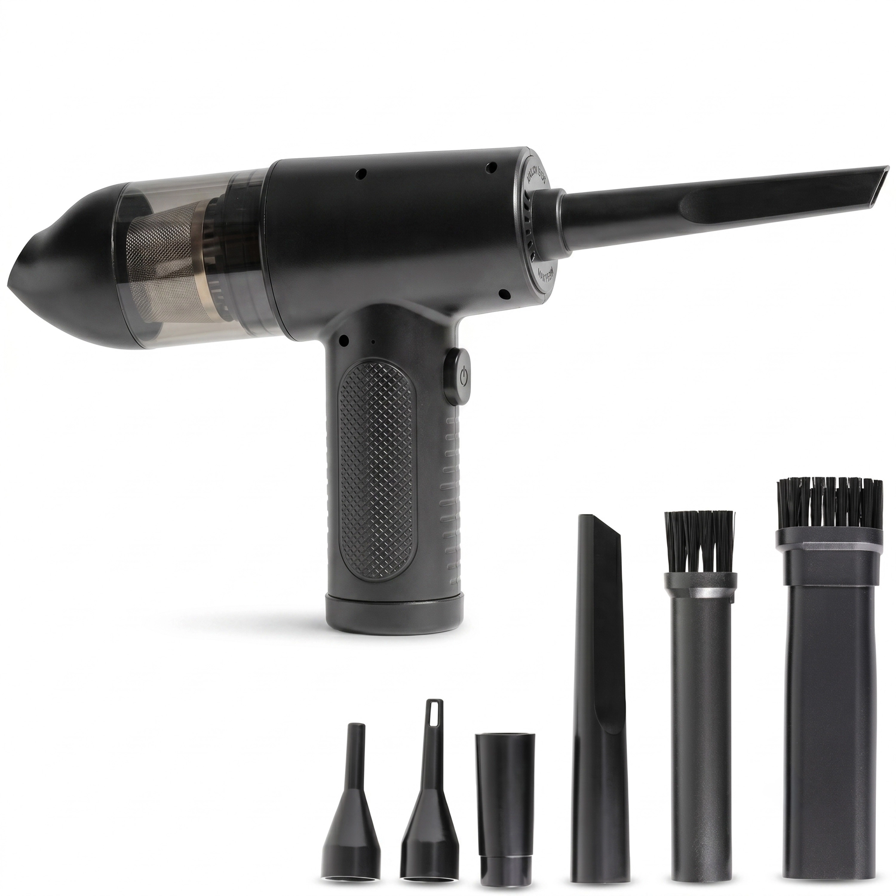 Luminuxe Handheld Air Duster & Mini Vacuum Cleaner Combo, 6 Attachments Multi-Functional Rechargeable Cleaning Kit