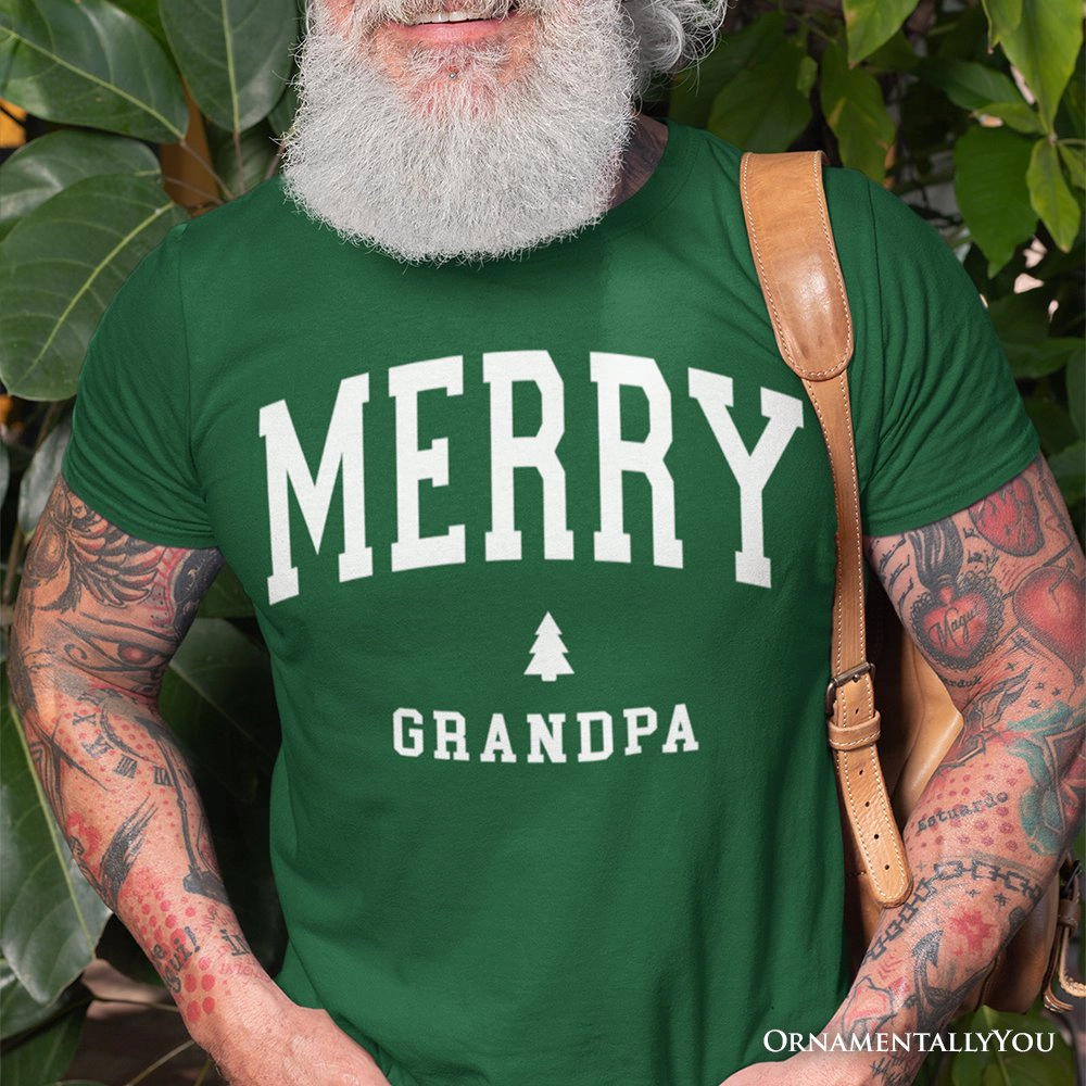 OrnamentallyYou Mens Merry Grandpa Retro Christmas T-Shirt