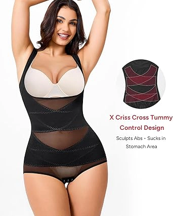 Nebility Womens Open Bust Tummy Control Shapewear Bodysuit