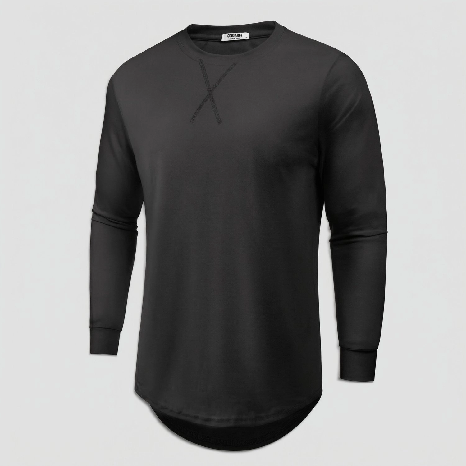 COOFANDY Mens Fall Long Sleeve Shirts Casual Crew Neck Curved Hem Longline Tunics
