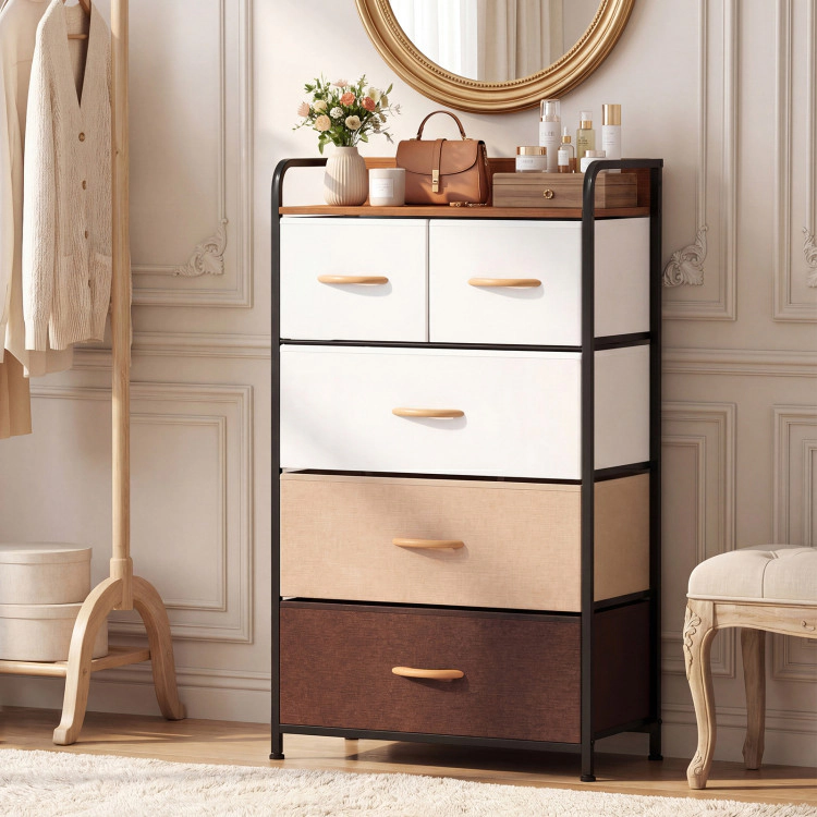 Hivvago 5-Drawer Fabric Dresser With Removable Fabric Bins