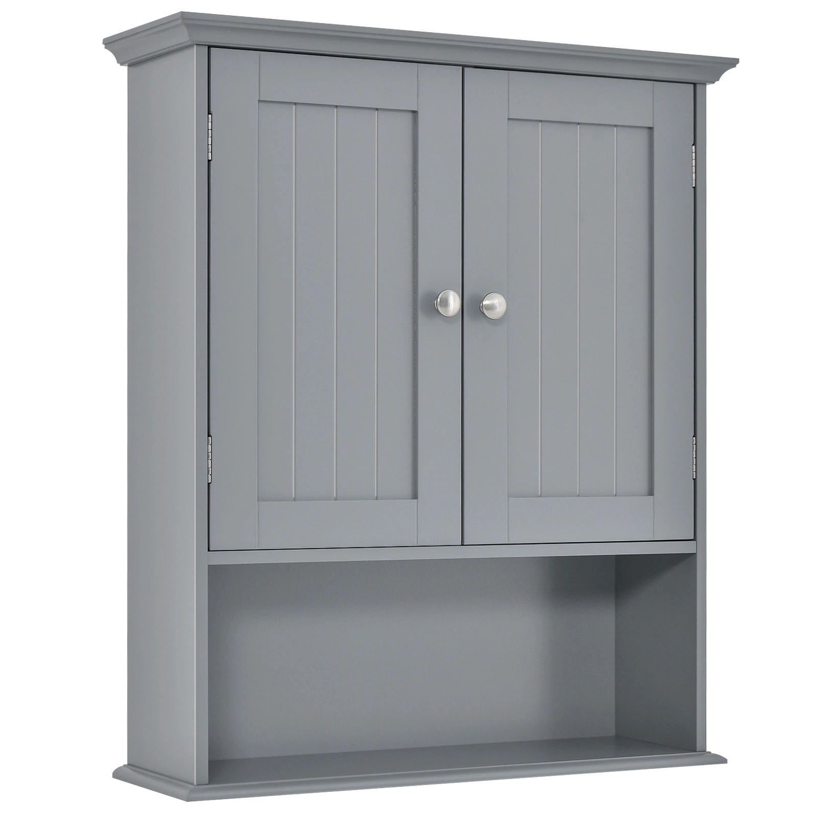 Slickblue Wall Mounted Bathroom Storage Cabinet with Adjustable Shelf and Open Storage