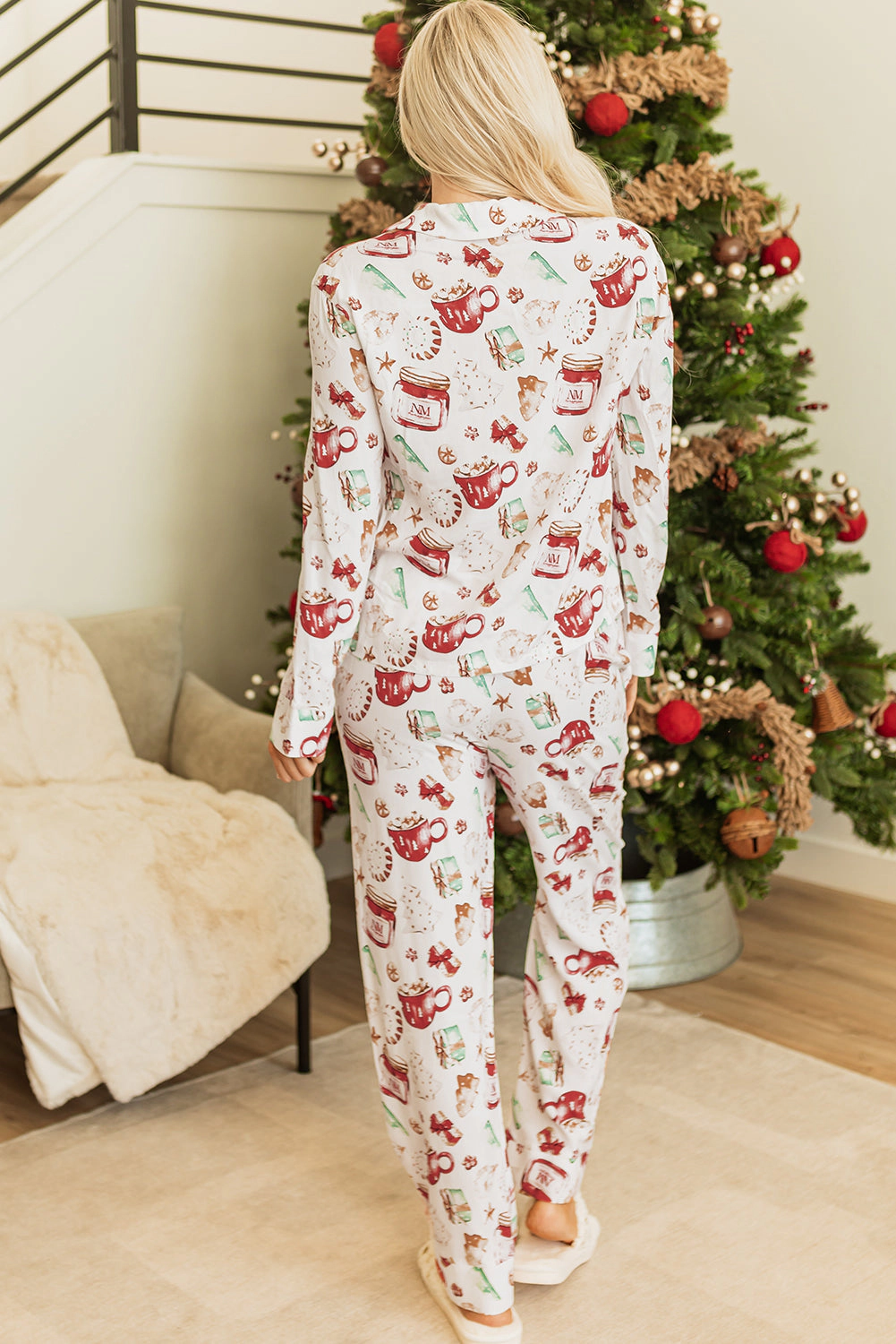 Threaded Pear Women's Paris Pants Pajama Set Long Sleeve Top