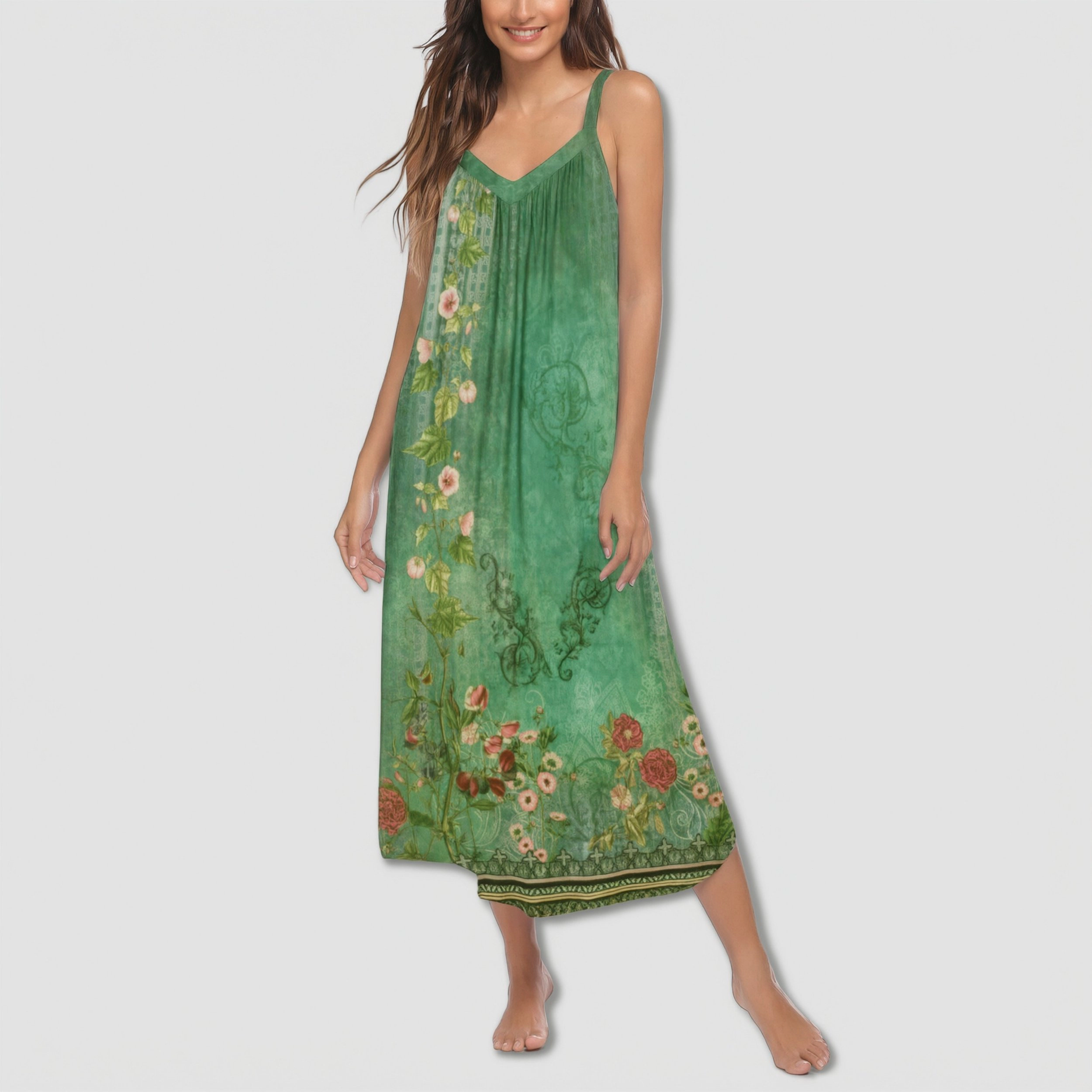 Ekouaer Womens Sleeveless Nightgown Full Slip Nightshirt Print Nightwear Length Loungewear