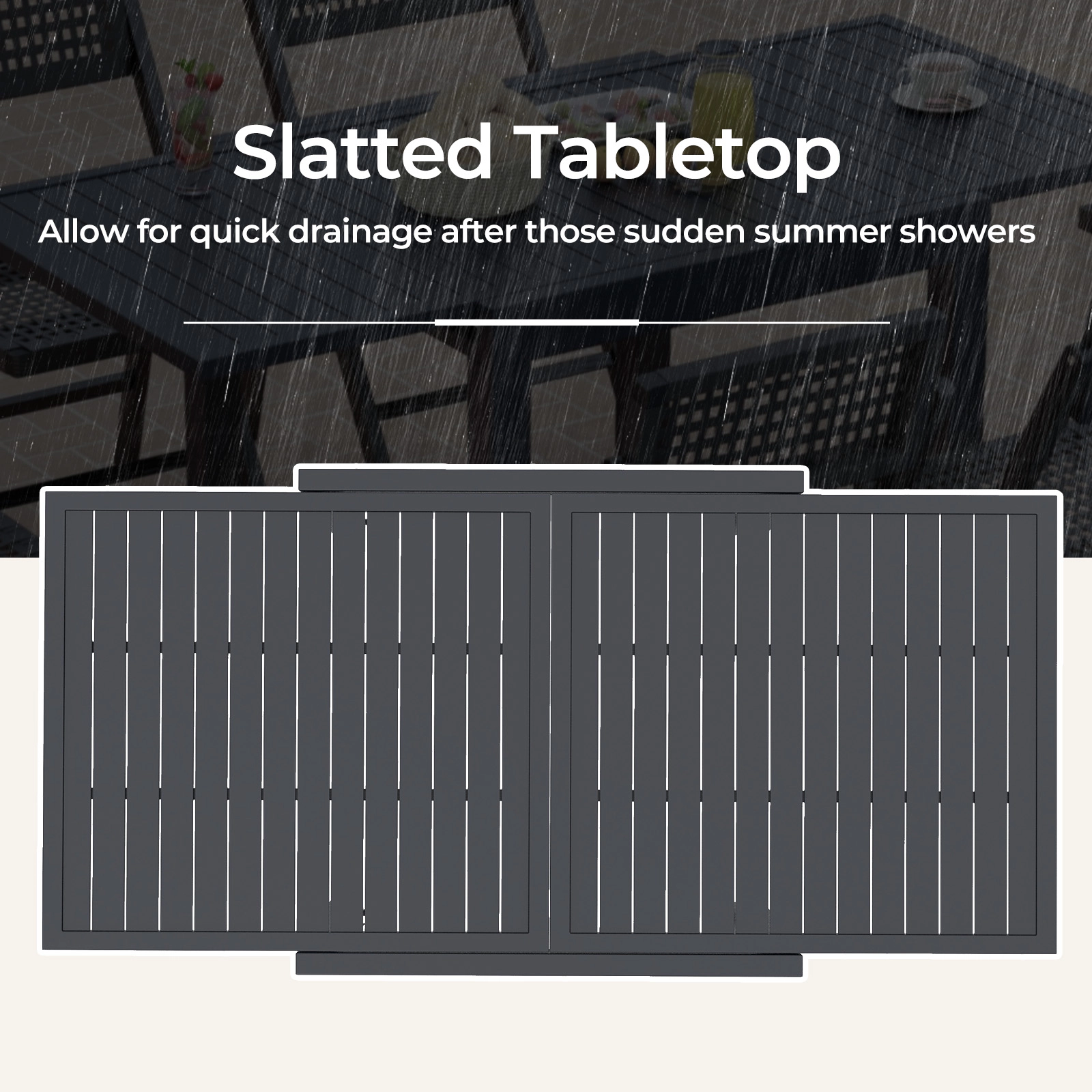 SUGIFT Expandable Aluminum Patio Dining Table for 4-6 People 31.5-in Wide 350-lb Capacity Dark Gray 1-Piece