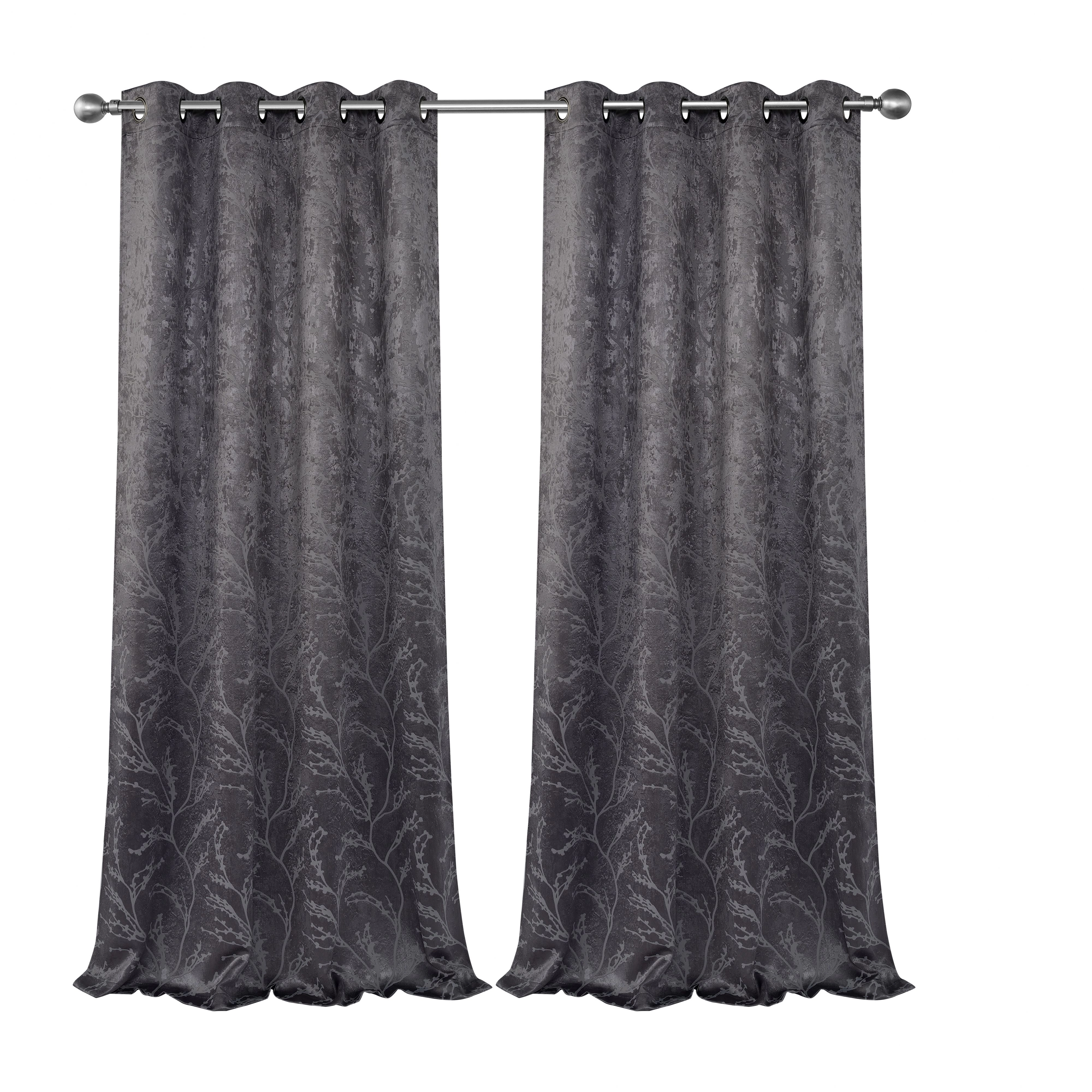 Kate Aurora 2 Pack Arbor Room Darkening Floral Grommet Top Window Curtain Panels