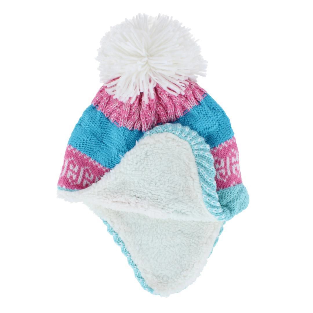 Grand Sierra Toddler (2-4) Lined Striped Winter Hat with Ear Flaps