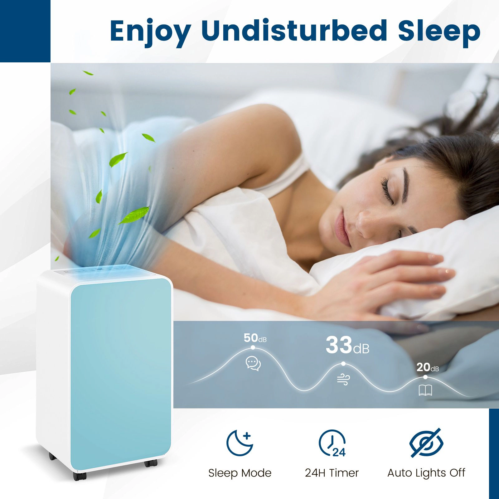 SlickBlue 32 Pint Dehumidifier for Home, Portable with Humidity Control, Timer