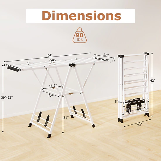 SlickBlue 2-Tier Folding Clothes Drying Rack with Shoe Racks