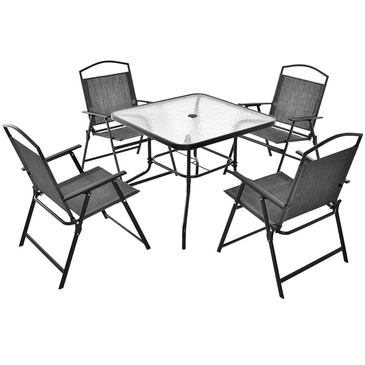 Hivvago Patio Dining Set For 4 With Umbrella Hole