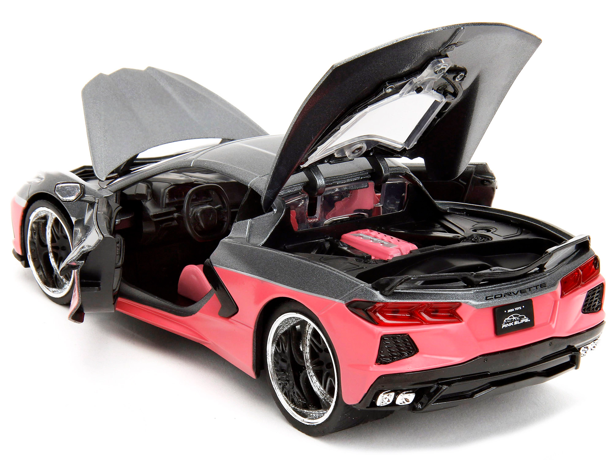 Jada 2020 Chevrolet Corvette Gray Metallic And Pink "Pink Slips" Series 1/24 Diecast Model Car By Jada