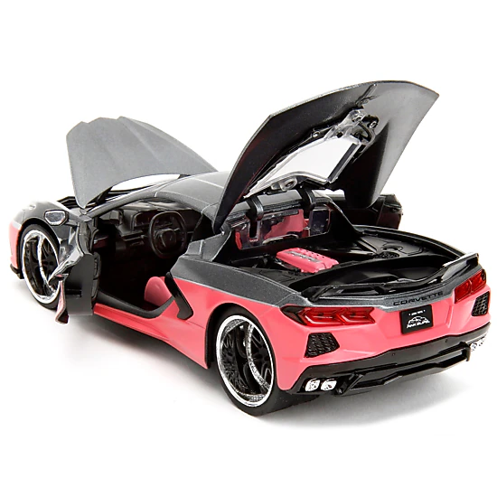 Jada Collectible 2020 Chevrolet Corvette Gray Metallic And Pink "Pink Slips" Series 1/24 Diecast Model Car