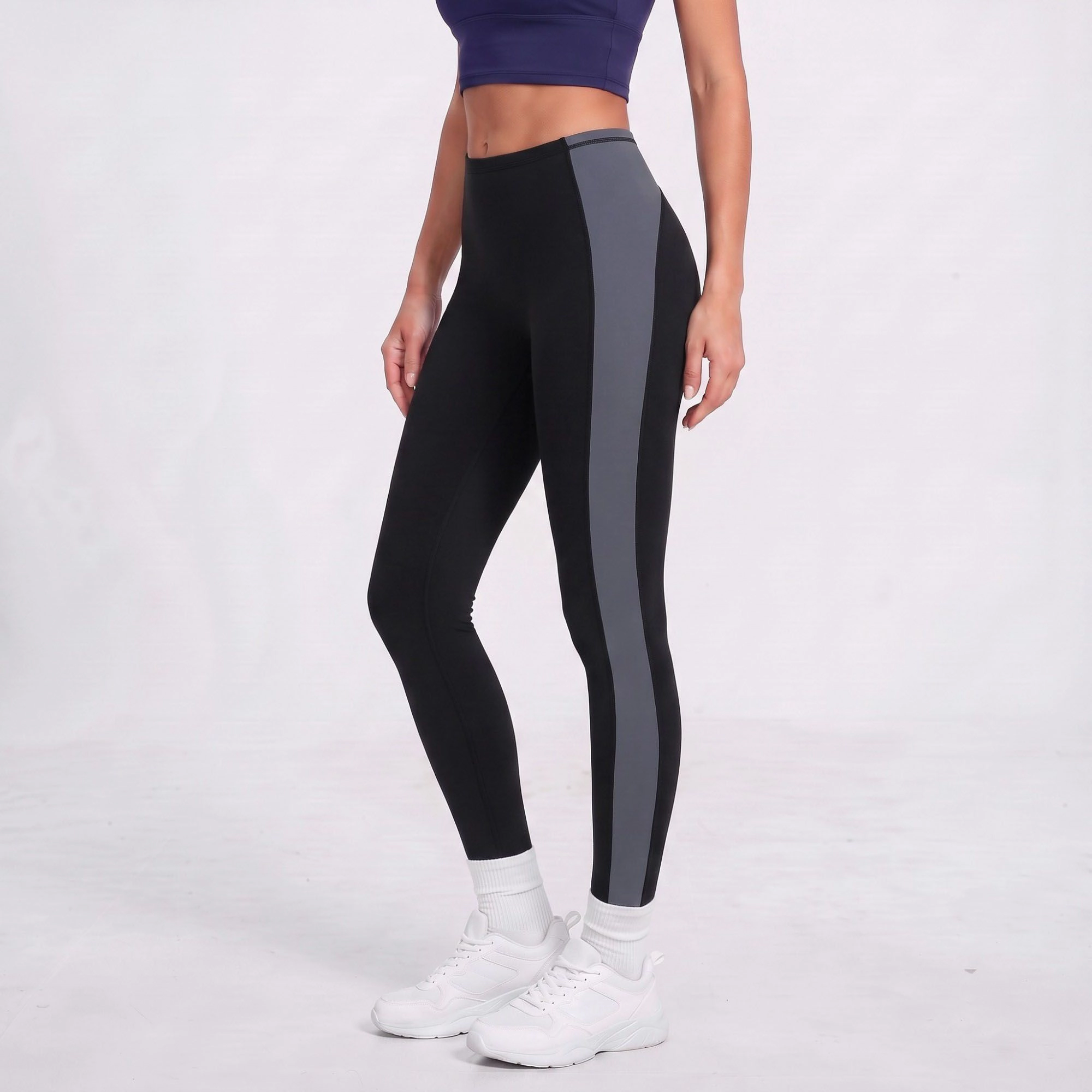 Anna-Kaci Women's Colorblock High-Waist Full-Length Leggings Fitted Yoga Pants