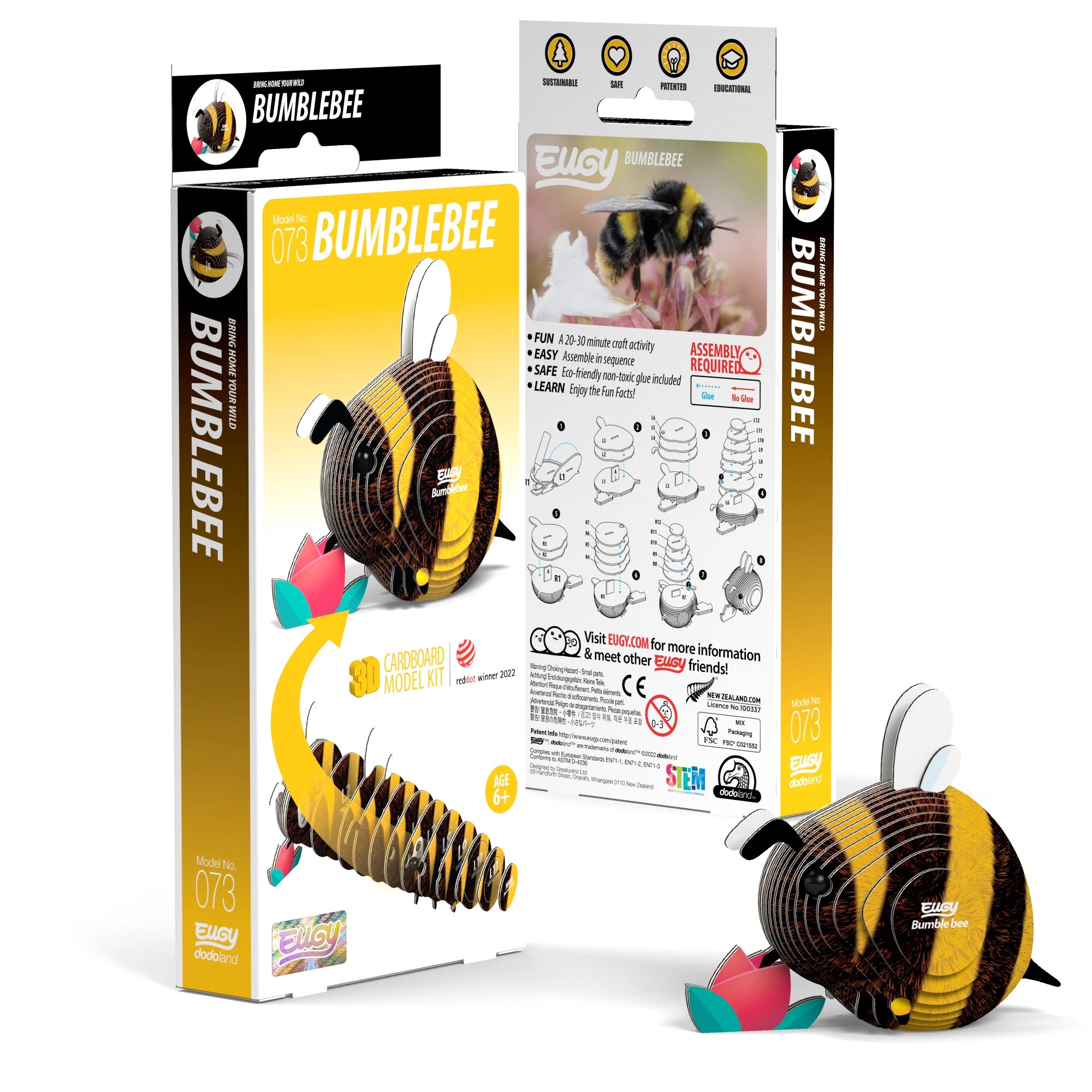 EUGY Bumblebee 3D Puzzle - contains 24 puzzle pieces