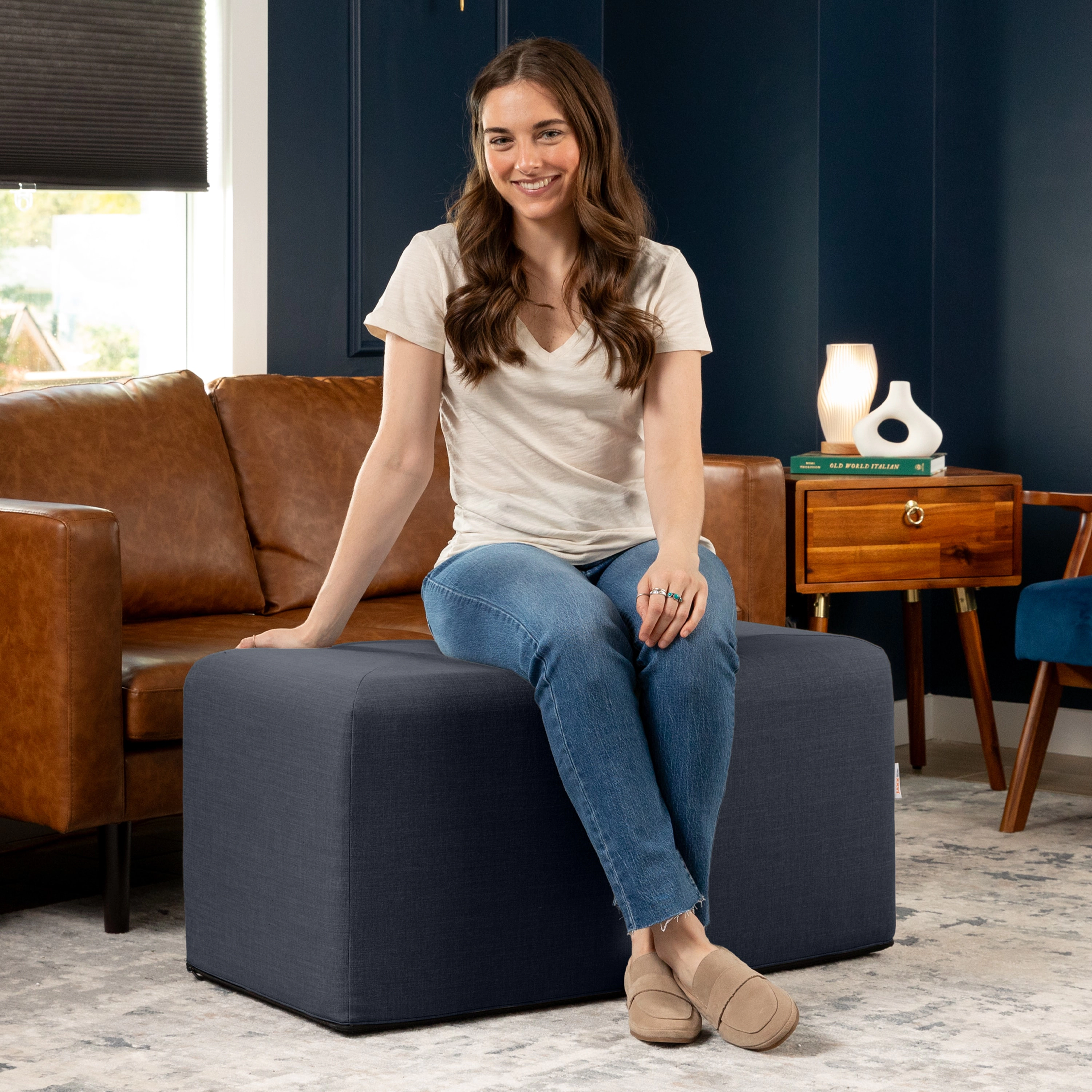 Jaxx Monroe Large Rectangular Foam Ottoman / Coffee Table, (36 x 18)