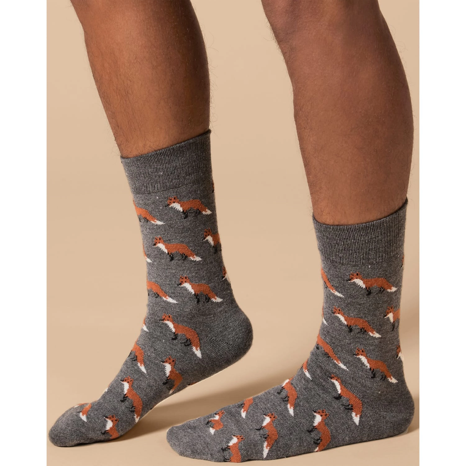 MeMoi Men's Sly Fox Luxuriously Soft Cashmere Blend Crew Socks