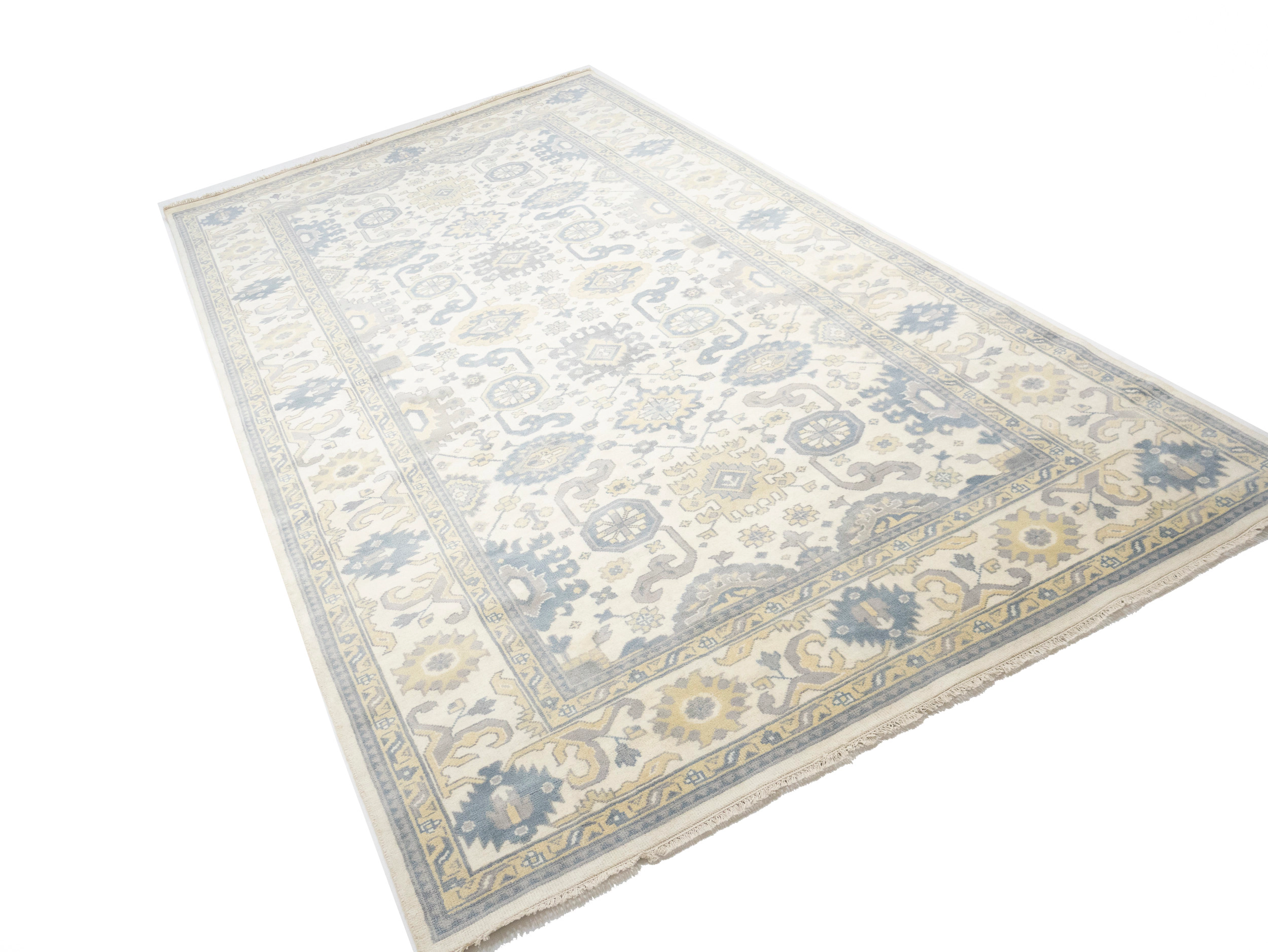 Magic Rugs 9'4 X 17'10 Muted Cream Oushak Chobi Hand Knotted Wool Rug