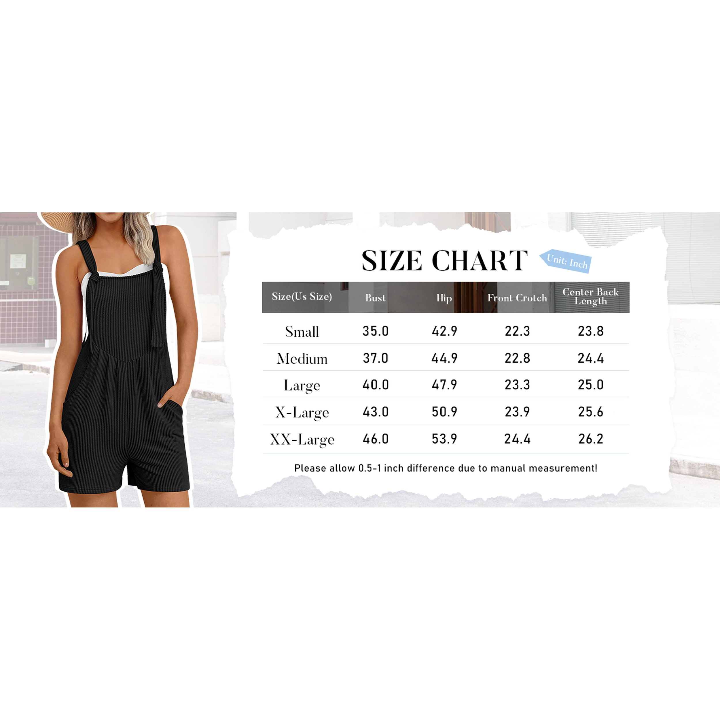 Ekouaer Women's Ribbed Knit Tie Strap Overall Shorts Romper