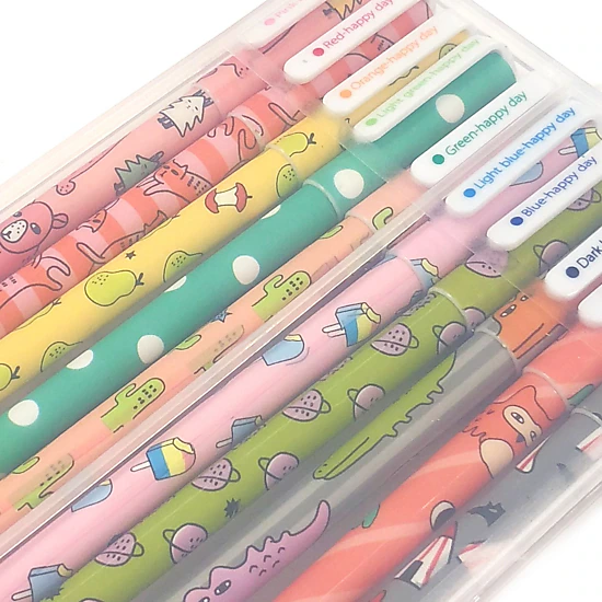 Wrapables Cute Novelty Gel Ink Pens, 0.5mm Fine Point, Cartoon Animal Multicolor Ink, Set of 10