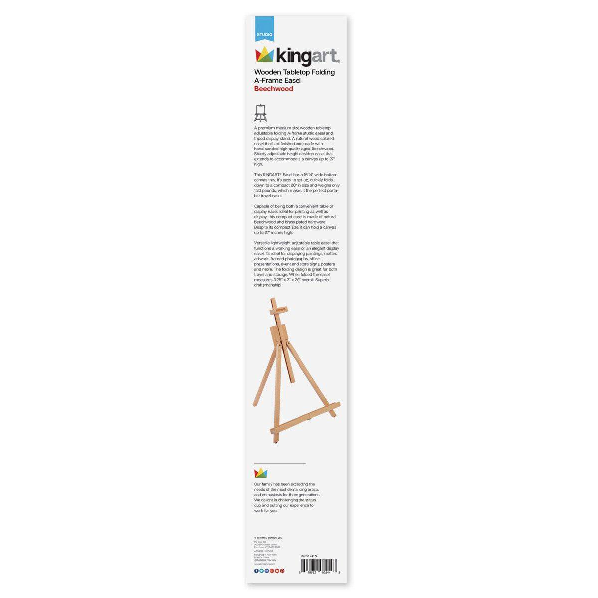KINGART Wood Tabletop A-Frame Easel 29" - Natural Beechwood