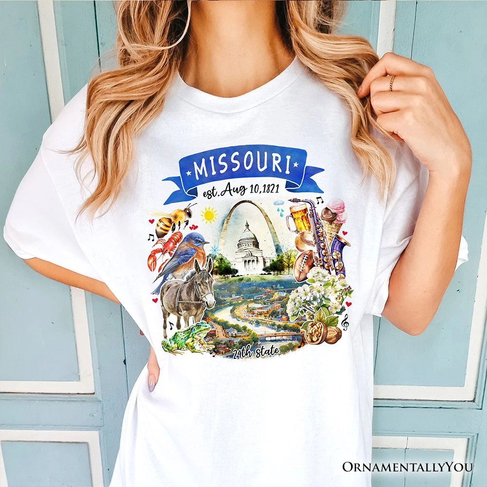OrnamentallyYou Unisex Artistic Missouri State Themes And Landmarks T-Shirt