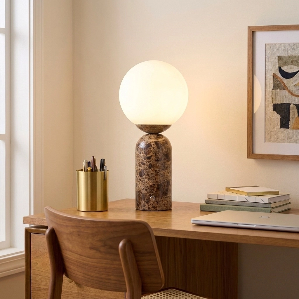 Brightech Mila Tall Glass Marble Table Lamp