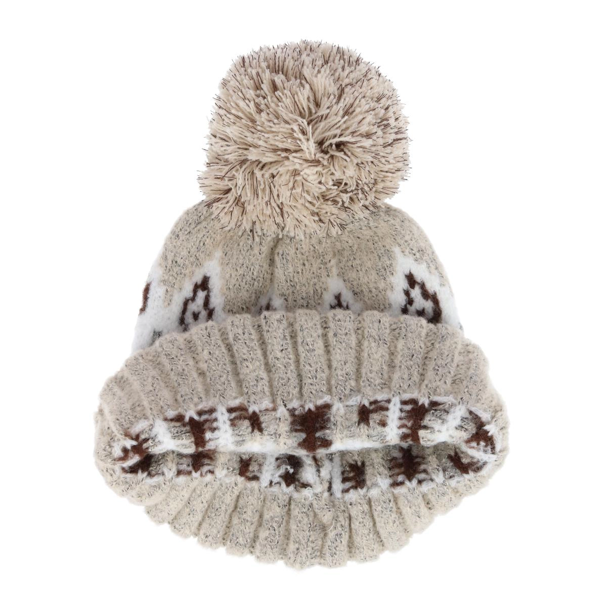 Grand Sierra Women's Winter Pattern Boucle Beanie Pom Hat