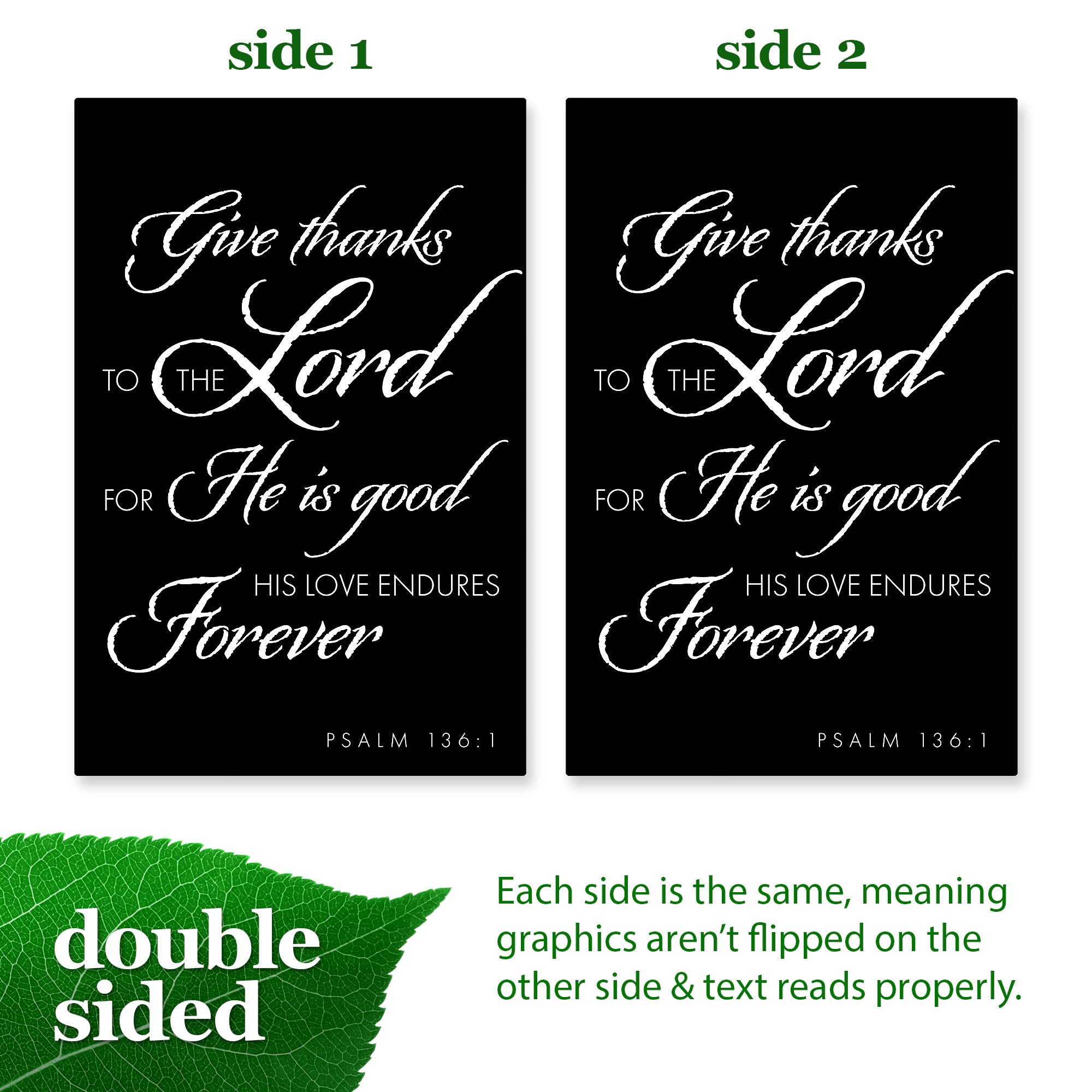 G128 Give Thanks to the Lord Scripture Garden Flag 12 x 18 in Double-Sided