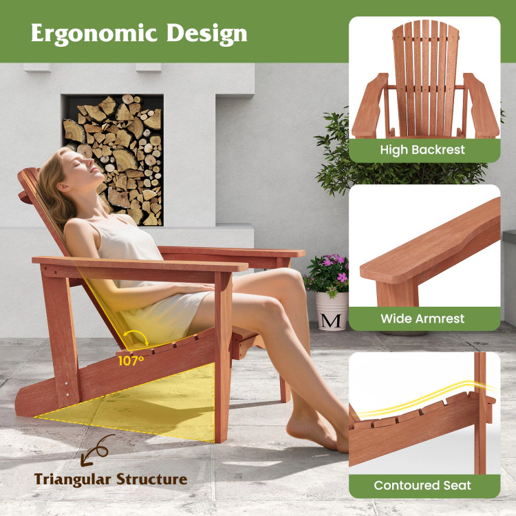 Hivvago Wooden Adirondack Chair with Tall Back and Oversized Armrests