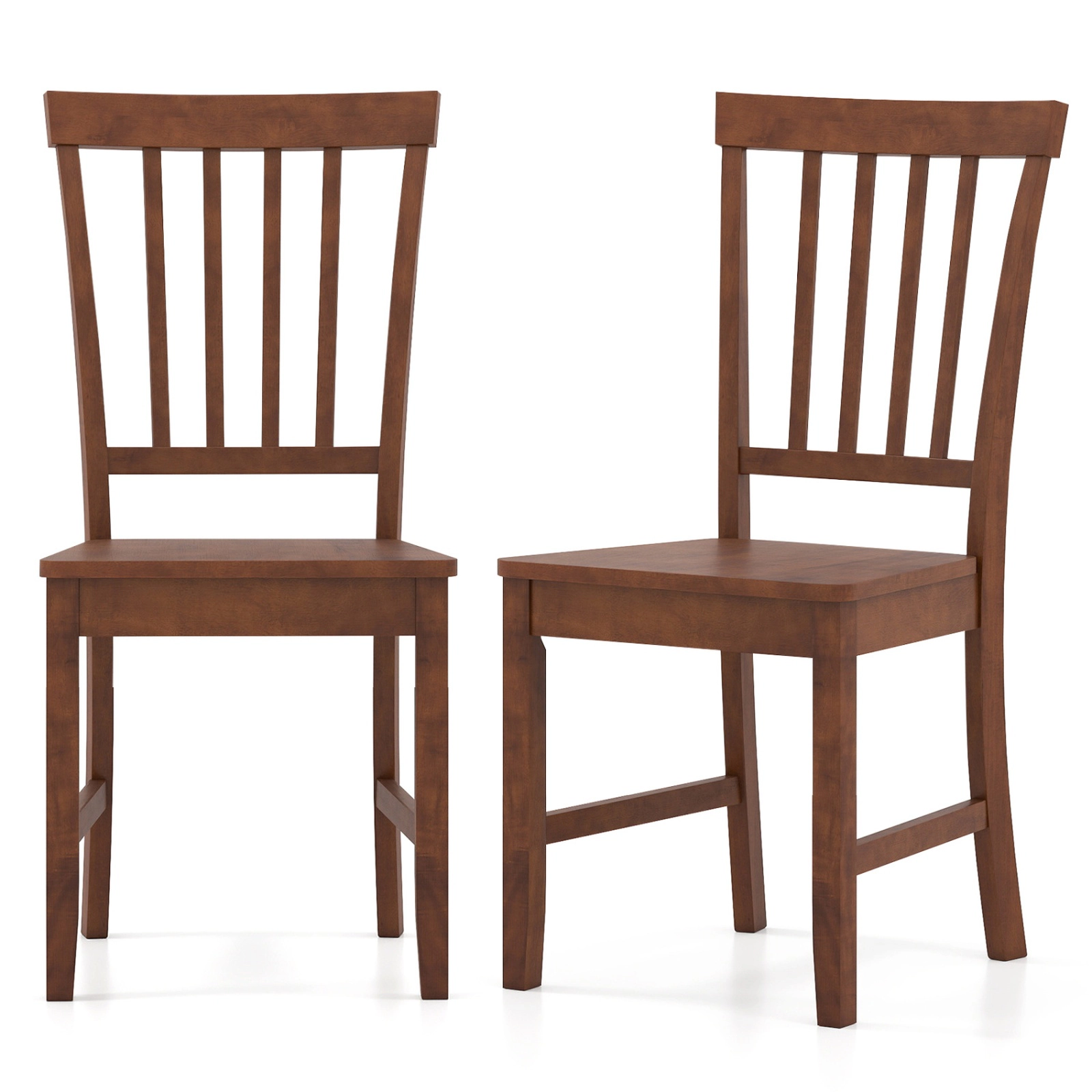 SUGIFT Set of 2 Walnut Armless Dining Chairs with Rubber Wood Legs