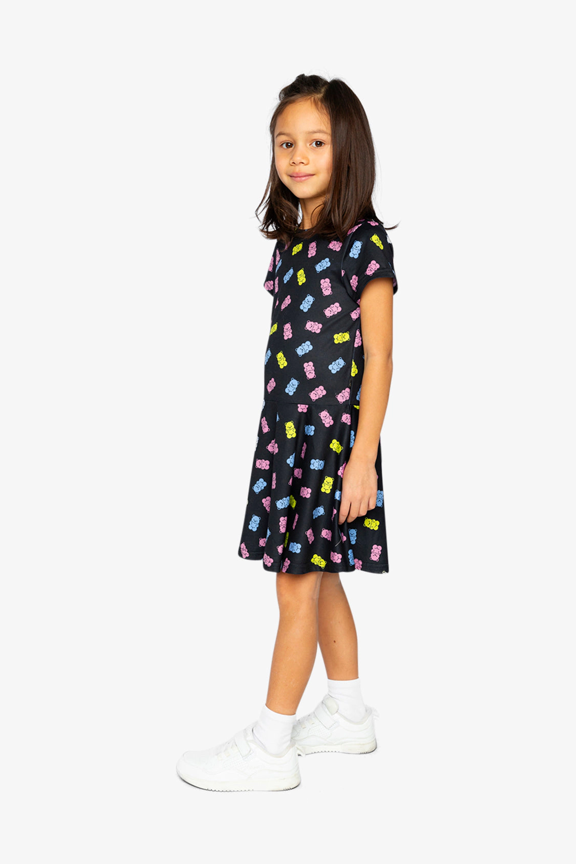 Deux par Girls Gummy Bear Print Short Sleeve Drop-Waist Dress
