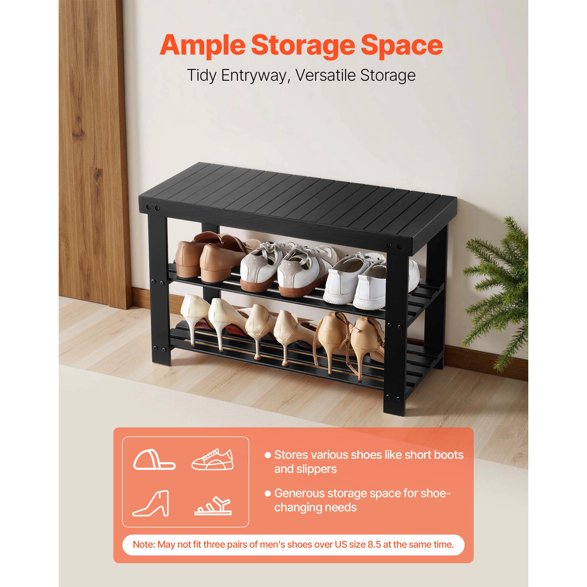 HONGGE Shoe Storage Bench for Hallway Entryway Bedroom