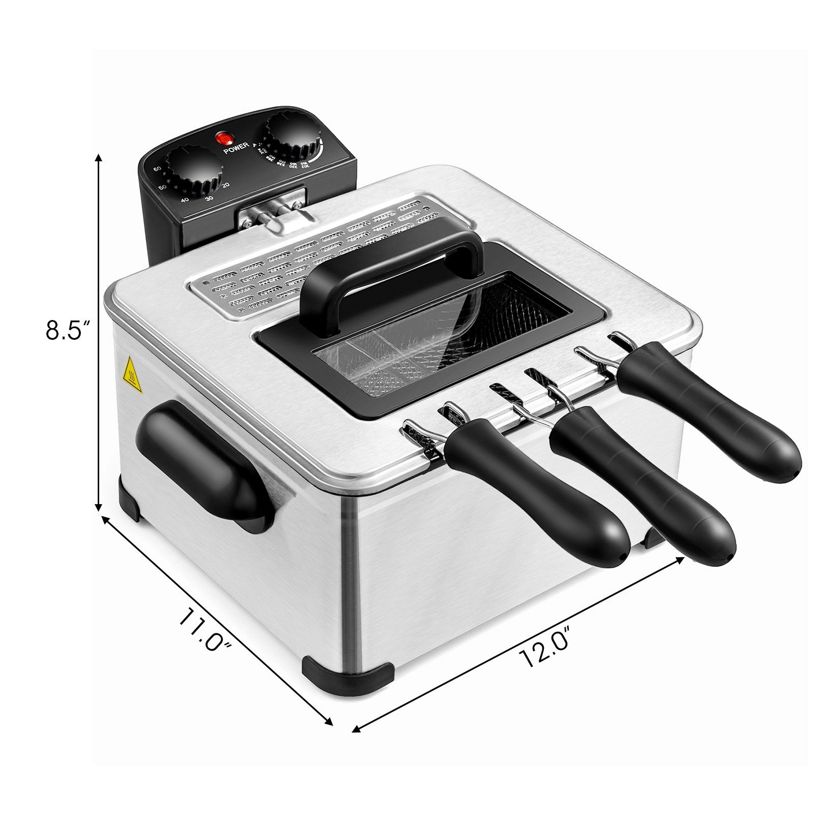 SlickBlue Professional Countertop Fryer with 1700W Heating Element and Timer Function