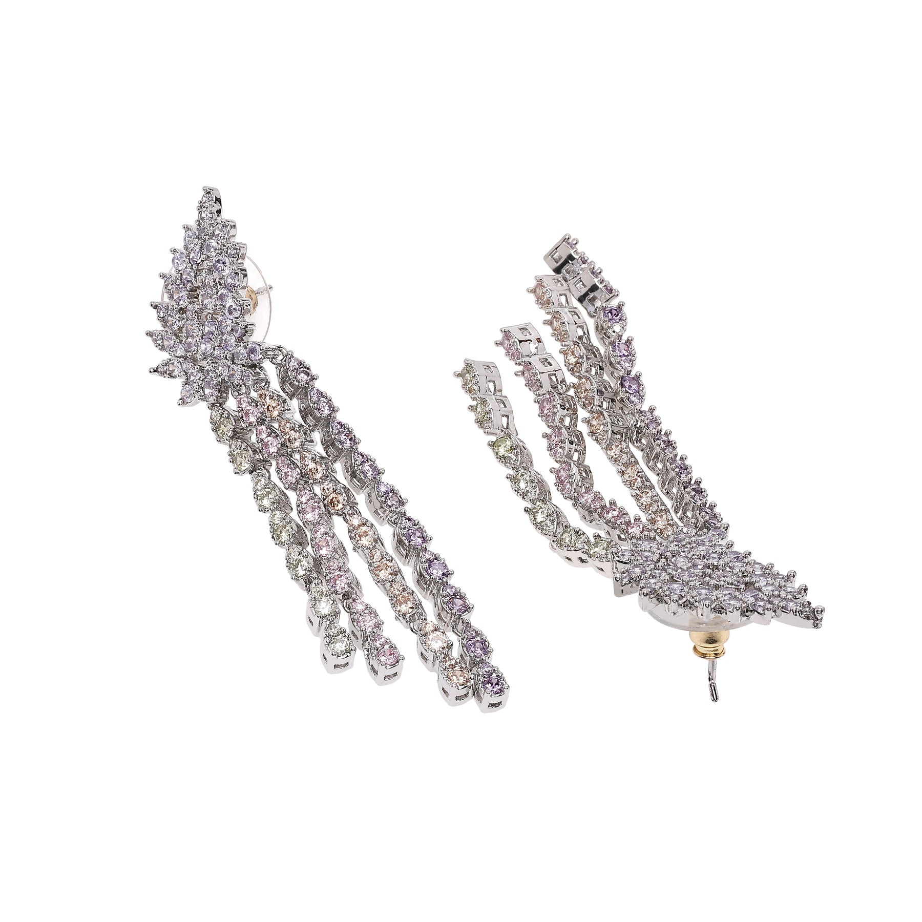 AGP PARIS Womens Light Purple Tassel Drop Earrings