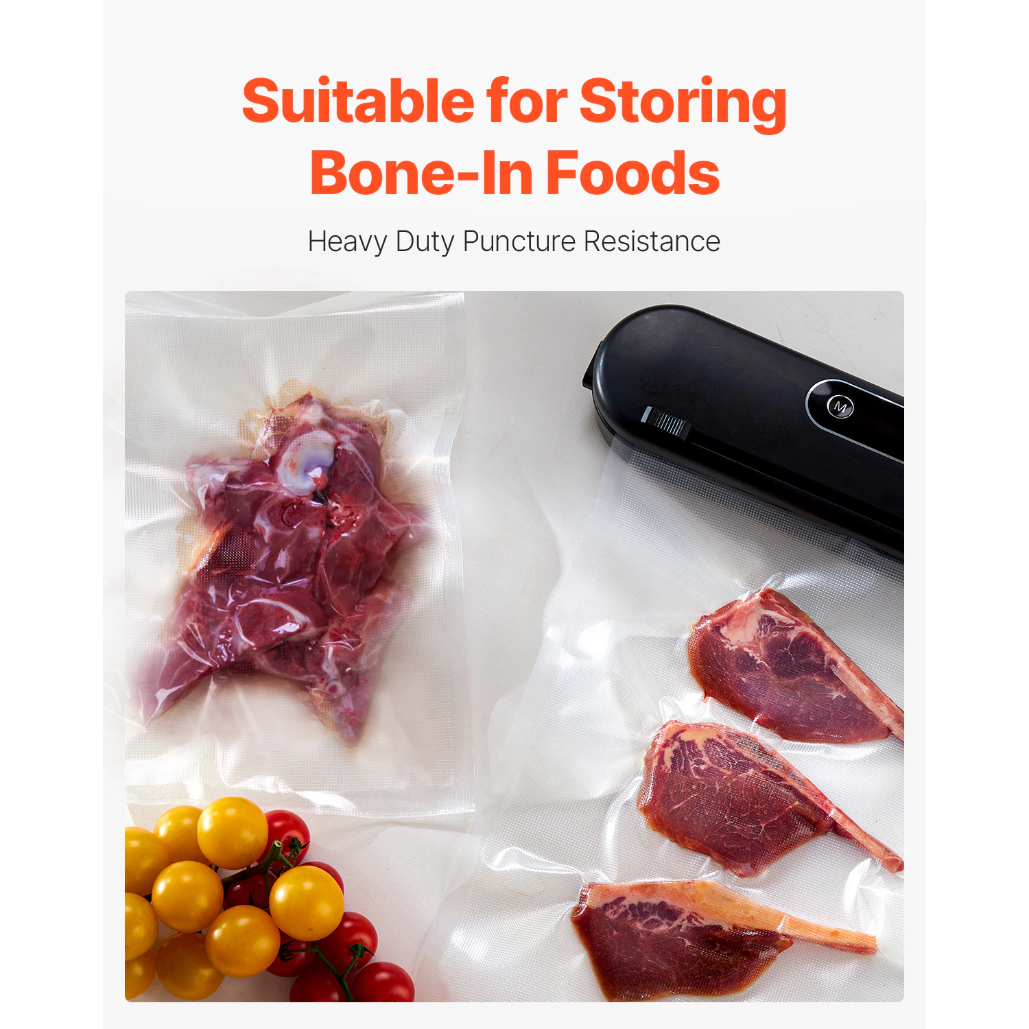 HONGGE Vacuum Sealer Bags, Non-BPA Food Grade Seal A Meal Bags, Vac Sealing Bag for Food Saver