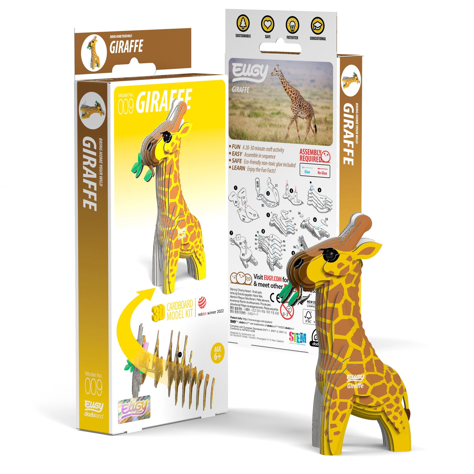 EUGY Giraffe 3D Puzzle - contains 20 puzzle pieces