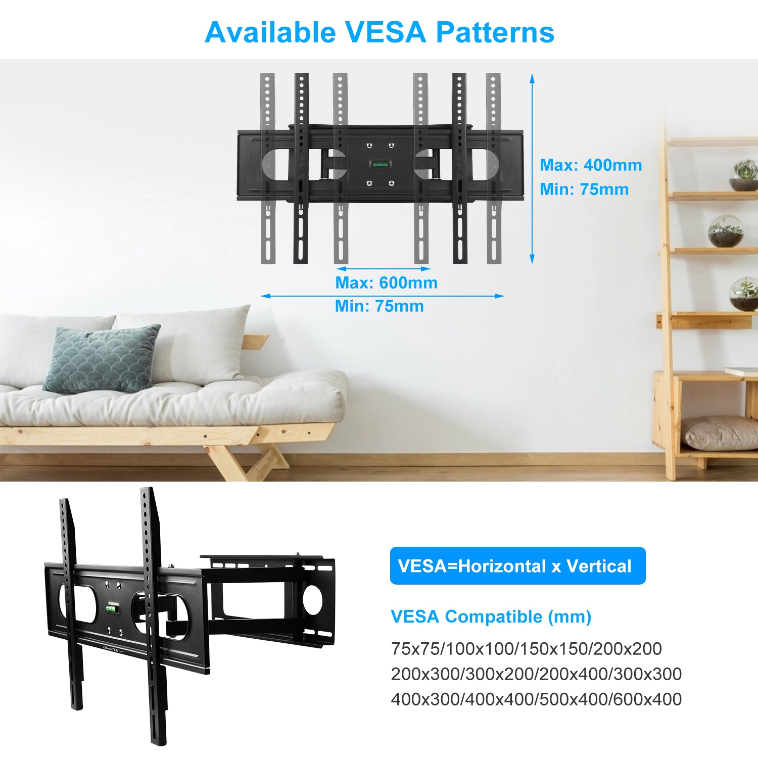 GBruno Full Motion TV Wall Mount For 37-70 Inch TVs